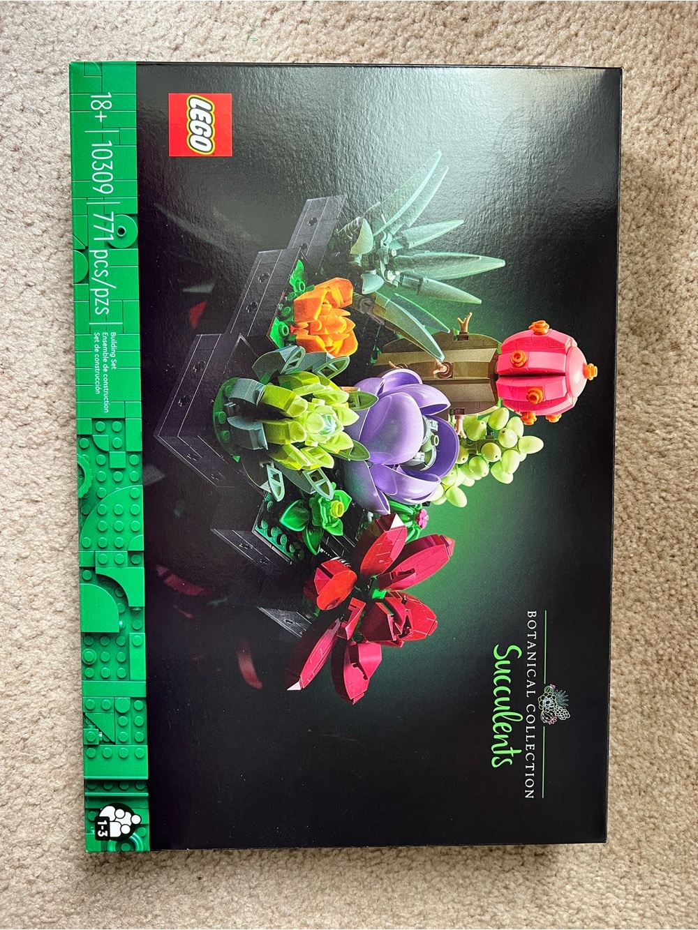 Lego Botanical Succulents Display in Red, Purple, Green, Pink, Orange